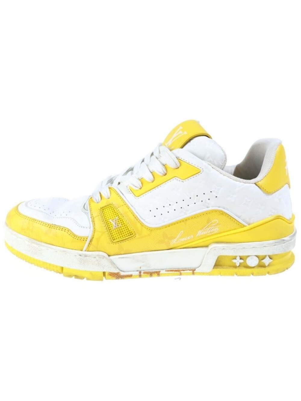 Louis Vuitton LV Trainers Monogram Lace-up Low-Top Sneakers White Yellow